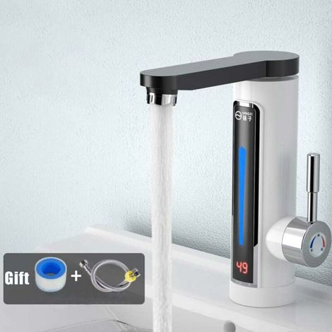 220V Mixer Tap Instant Electric Tankless Water Heater with Stainless Steel Heating Tube Colorful LED and Real-time Temperature Display for Home, Kitchen, Bathroom (1/5)