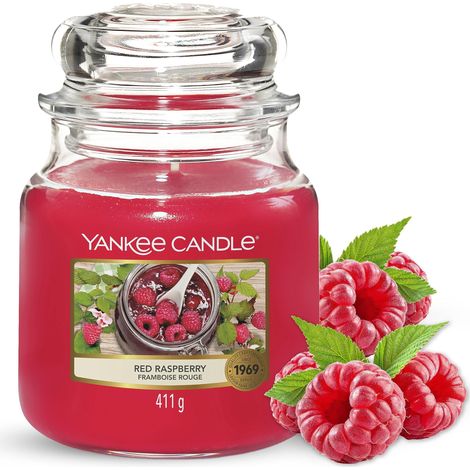 bougie jarre parfumée moyenne taille Framboise rouge jusqu’à 75 heures de combustion (1/5)
