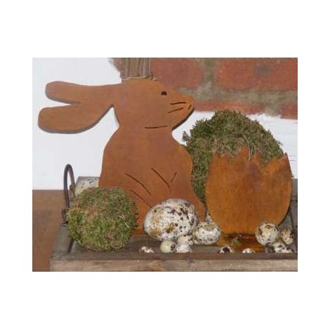 Lapin Décoratif en Métal Effet Rouille Patine Vintage pour Jardin et Pâques 30 x 27 cm - PANGIVO