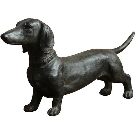 Ornament aus Kunstharz, das einen Dackel darstellt, Dackel-Statuette, Sammlerstück im Antik-Stil (1/5)