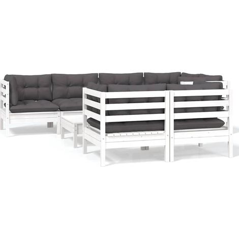 Maison Exclusive - Muebles de jardín 8 pzas con cojines blanco ma (1/5)