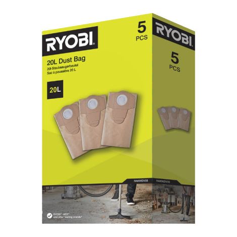 RYOBI Lot de 5 sacs poussière - 20 L - RAKWDV05 (1/2)