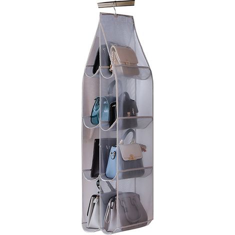 Organisateur de sac à main suspendu, sac de rangement transparent en filet à suspendre à la porte avec 8 poches (1/4)