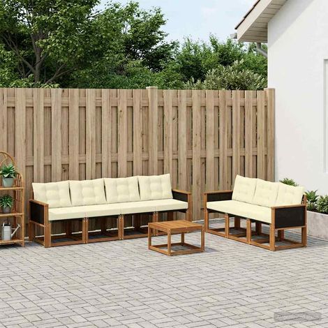 vidaXL Set di divani da esterno con cuscino 8 pcs Naturale e