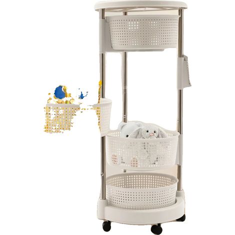 Carro de almacenamiento, fabricado en acero inoxidable y material PP, 5 niveles, de pie, apto para uso en cocina, estante fijo. (1/5)