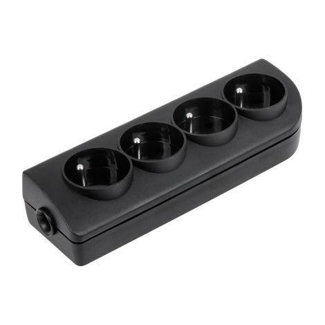 Rallonge électrique Elgotech GN-40-2 à 4 prises avec mise à la terre, noire