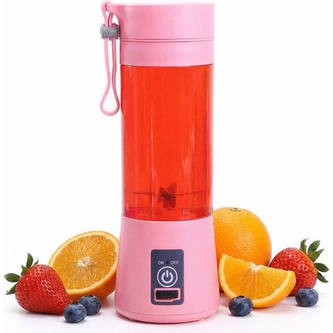 Tragbarer Mixer – ideal für Smoothies und Milchshakes – 380 ml Fassungsvermögen – für Sport und Küche – pink
