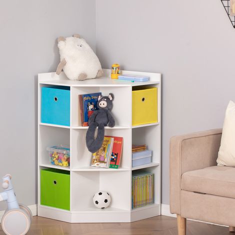 Scaffale portaoggetti per bambini, 3 cassetti in tessuto non tessuto, MDF, antiribaltamento, bianco (1/5)