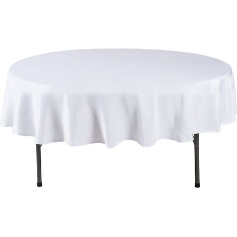 1 nappe ronde unie - Tissage toile - Blanc - Ronde 60 pouces (152 cm) (1/5)