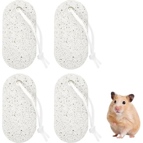 4 Pièces Pierre à ronger, Roche volcanique, 9x4,5 cm, Gris, Pour lapin hamster écureuil (1/5)