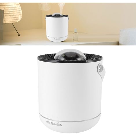 Lampe projecteur humidificateur 450 ml, diffuseur d'huiles essentielles ultrasonique à rotation dynamique 360° avec veilleuse intégrée, blanc, pour la maison et le bureau. (1/5)