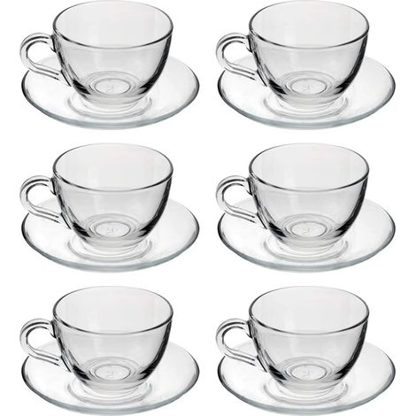 Pasabahce Dajar 6er Set Teegläser-Set Kaffee Basic Cup 12-Teilig mit Unterteller transparent (1/4)
