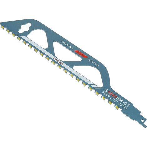 Lames de Scie Sabre, 305mm Lame Scie Sabre Brique S1243HM, Lame Scie Sabre Carbure pour la Coupe de Bois, Métal, Beton et Brique (305mm) (1/5)