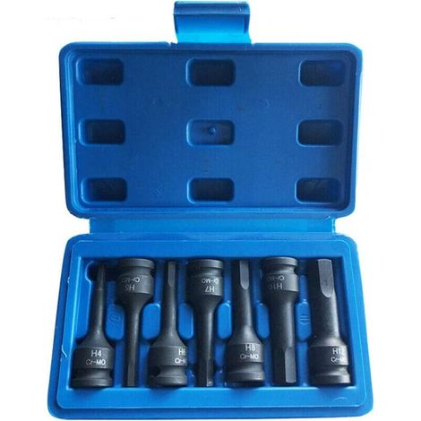 Douille À Choc - 3/8" - 6 Points Cannelés - Pour Automobile Mécanique Bricolage - Lot De 7 Pièces (1/4)