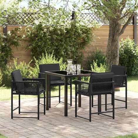 vidaXL Garten Essgruppe 5 pcs Schwarz Poly-Rattan (1/5)