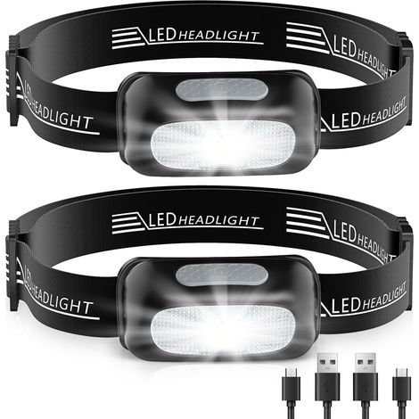 Lampe Frontale, Torche Frontale LED Ultra Puissante avec 5 Modes d'Éclairage & Lumière Rouge, Étanche IPX4, Portable Lampe Poche Main Libre Rechargeable pour Pêche/Camping/Cyclisme/Randonnée (1/5)