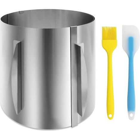 20 cm high cake ring adjustable from 16 to 30 cm with brush and scraper used for baking foam cakes (stainless steel) (1/5)