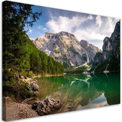 Stampe su Tela, Paesaggio vista montagne bosco lago natura, 30x20 (1/5)