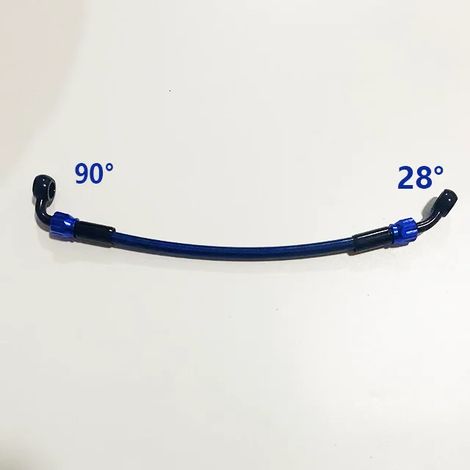 Durite de frein tressée en acier inoxydable bleu (bleu, 60 cm) adaptée aux conduites d'huile et d'embrayage de moto. Rotation à 360°, joint de siège à 0°, 28°, 45° et 90°.