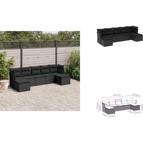 Salon de jardin 7 pcs avec coussins noir résine tressée - Salon De Jardin - Canapé Extérieur - Meuble De Jardin - Ensemble Salon De Jardin - Mobilier De Jardin