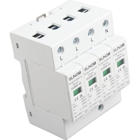 220V Parafoudre Basse Tension Dispositif Surtension, Parasurtenseur Domestique 4P 40KA Parasurtenseur Basse, pour Protection Contre Le Tonnerre AC 420V 40KA, Montage d'équipements électriques (1/5)