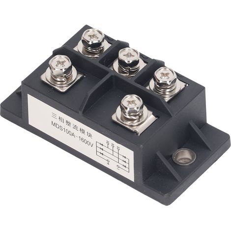 Dreiphasen-Brückengleichrichter 75 A 1600 V, 5-poliges Diodenmodul, Kühlkörper aus ABS und Messing, Leistungsgleichrichter (1/5)