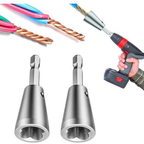 Wire twisting tool for electric drill, improved wire nut 2025, 6mm hex shank cable twisting tool, twisted wire connector for 9-22 AWG gauges (2 pieces) (1/5)