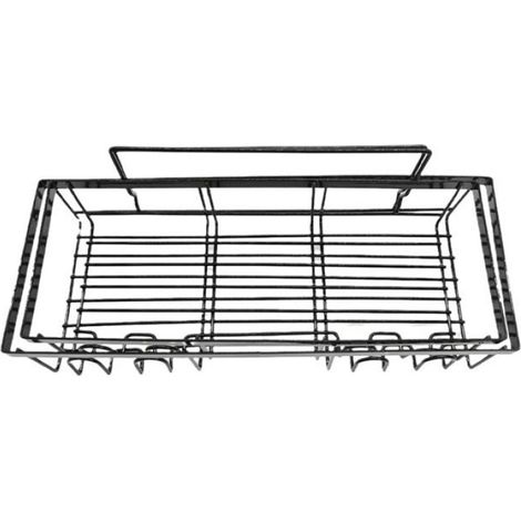 Lot de 3 étagères adhésives, noir, avec crochets, fixation sans perçage, pour salle de bain (1/5)