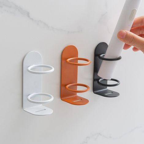 Porte-brosse à dents universel sans perçage, 3 pièces, en métal enduit de poudre, avec ouverture de fuite, taille intérieure 3,5 cm, disponible en blanc, orange et noir (1/5)