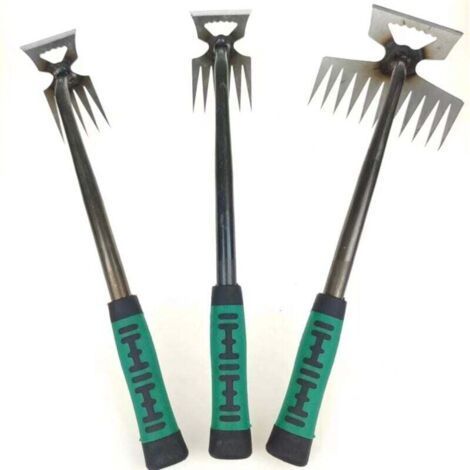 Small Weeding Puller Portable Weeding Removal Tool for Courtyard Bonsai Yard， Metal Weed Puller with Extended Handle， 11 sawteeth (1/4)