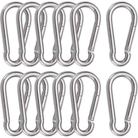 12 Pièces Mousquetons M6 Mousqueton INOX 304 Crochet Mousqueton Boucle à Ressort pour Suspendre Crochet Fixe 60 x 6 mm (1/5)