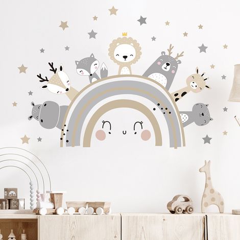 Stickers muraux animaux, stickers muraux arc-en-ciel (1/5)