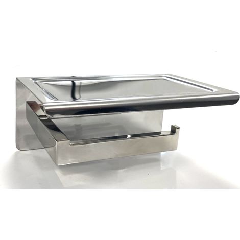 Manissa Toilet Roll Holder with Mobile Phone Shelf Stainless Steel Wall Mounted Bathroom Accessory Made from 304 Grade Stainless Steel (1/3)