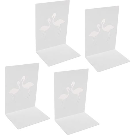 Lot de 4 serre-livres/supports/étagères en métal à motif flamant rose (1/5)