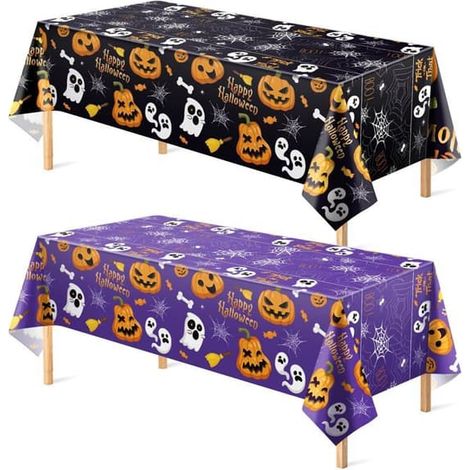 Décorations d'Halloween — Nappes en plastique jetables pour décoration de table intérieure et extérieure (lot de 2) (1/5)