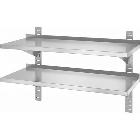Verstellbares Hängeregal mit zwei Konsolen, Edelstahl, doppelt, 100x40 cm - Hendi 816592