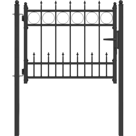 Fence Gate HORST 100 x 75 cm Metal Black Lockable vidaXL