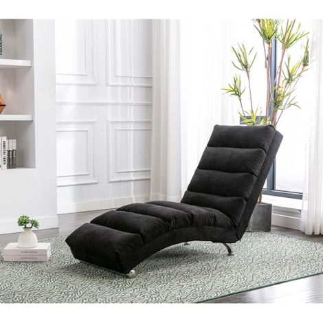 Fauteuil d'appoint fixe moderne — Offre un soutien intégral du corps, un massage vibrant doux et Poche de rangement latérale — Mobilier idéal pour le bureau, le salon ou la chambre (Tissu en lin noir) (1/4)