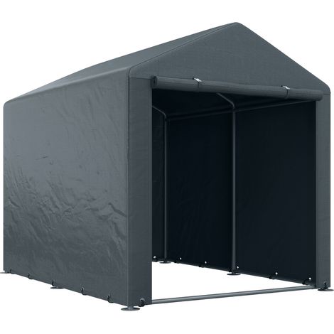 Garage pliant 1,6x2,18x1,72 m – Abri de jardin imperméable anti-UV avec porte zip, structure en acier galvanisé, inclut ancrages au sol – Idéal pour vélos, moto et outils de jardin – Gris
