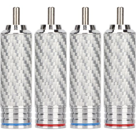 4 connecteurs RCA mâle chromé à souder pour câble 8mm, fiche phono audio pour enceintes et équipements sonores (1/5)