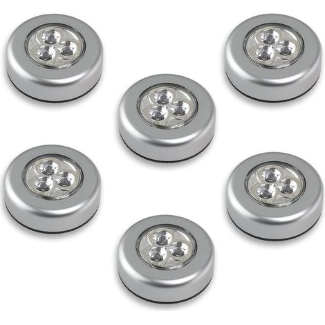 Lampe tactile à 6 LED, alimentée par piles, à impulsion (lumière blanche) (1/4)
