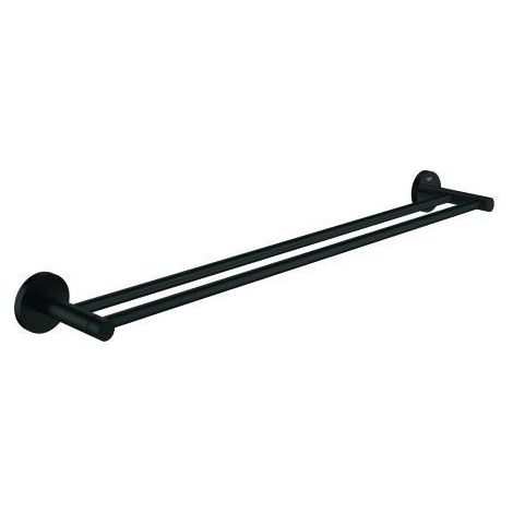 Double porte-serviettes de bain Essentials 102473 654mm Métal noir mat