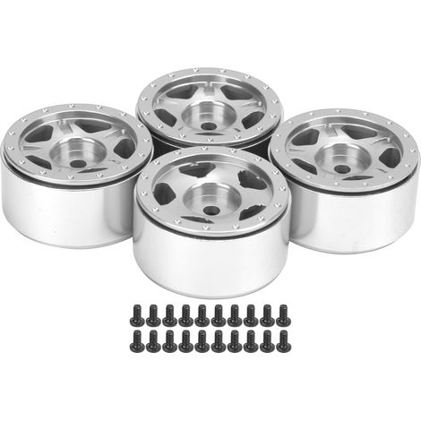 4 pièces moyeux de roue en alliage d'aluminium pour Axial SCX24 C10 JLU B-17 1/24 RC voiture pièces argent (1/5)