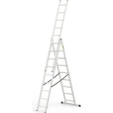 Drabest Aluminium-Haushaltsleiter 3-teilig, 150 kg 9 Stufen
