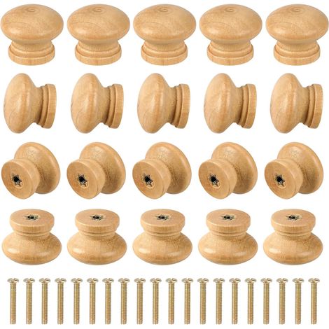 20 pezzi Pomelli per cassetti in legno Pomelli in legno Pomelli per mobili rotondi non finiti Circa. Pomelli per cassetti per mobili da 2,7 cm, mini pomello per cassetti in legno, maniglie in legno pe (1/5)
