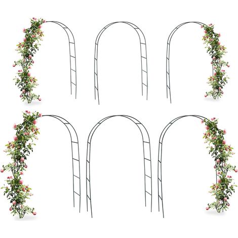 6 Arcos de Metal para Jardín, Plantas Trepadoras y Rosas, 240 cm, Soporte Rosales Resistente Intemperie, Verde