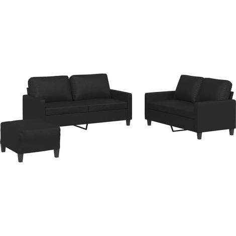 Maison Exclusive - Set di Divani 3 pz con Cuscini Nero in Similpelle