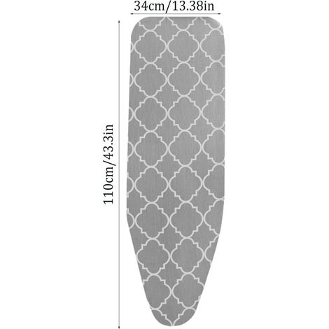 Copriasse da stiro (110 cm x 34 cm) - Tessuto resistente al calore - Copriasse da stiro - Motivo a quadri grigi e bianchi (1/3)
