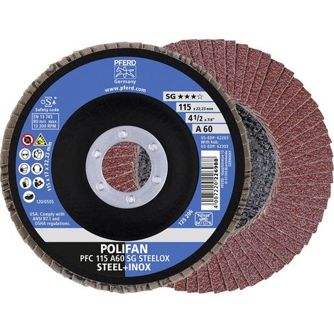 PFERD 67746115 A Psf Steelox Disco con falde Diametro 115 mm Ø foro 22.23 mm 10 pz. (1/5)