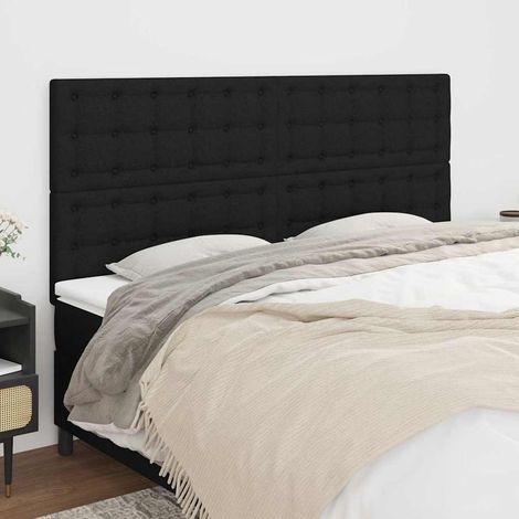 vidaXL Tête de lit Noir 180x5x118/128 cm Tissu (1/5)